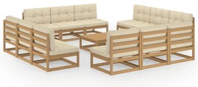 vidaXL Set mobilier de grădină cu perne, 13 piese, lemn masiv de pin