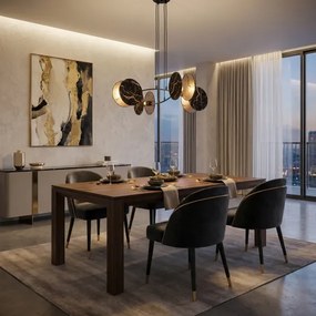 Lustră pe cablu MOTIF 4xE27/15W/230V negru/auriu