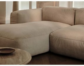 Modul pentru canapea modulară bej cu tapițerie din catifea (de mijloc) Martina – Micadoni