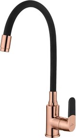 Baterie bucatarie cu pipa flexibila Invena Magic negru - rose gold
