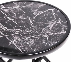 Masă bistro de grădină, pliabilă, Ø 45 cm, marmură neagră