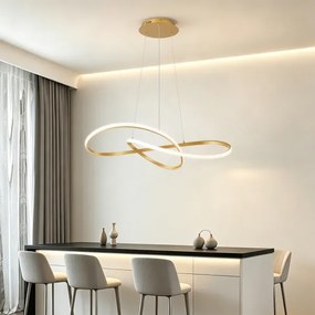 Brilagi - Lustră LED reglabilă suspendată pe cablu INFINITY LED/80W/230V 80x80 cm aurie + telecomandă