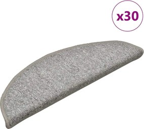 vidaXL Covorașe pentru scări, 30 buc., 56x17x3 cm, gri deschis, semirotunde