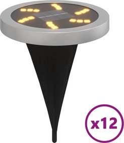 vidaXL Lămpi solare cu țăruși de sol pentru exterior, 12 buc. alb cald