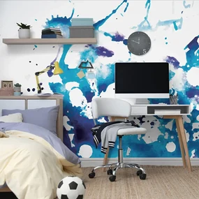 Tapet acuarel albastru în design abstract