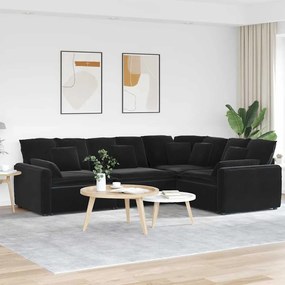vidaXL Canapea modulară cu perne, negru, catifea