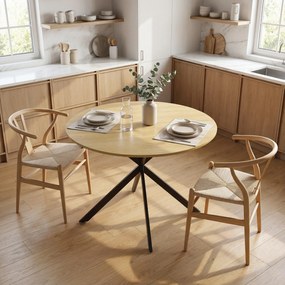 HOMCOM Masă rotundă pentru 4 persoane, masă de bucătărie în stil industrial cu picioare din oțel, pentru sufragerie, bucătărie, stejar | Aosom Romania