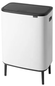 Cos de gunoi Brabantia Bo Touch Hi 1001259, 60 L, Deschideri laterale pentru transport, Picioare reglabile, Alb