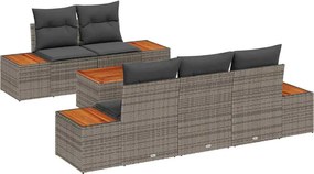 vidaXL Set de canapele pentru grădină cu pernă 6 pcs Gri Rattan poli