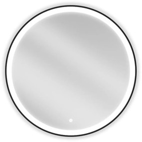 Mexen Esso oglindă de baie iluminată, rotundă 80 cm, LED 6000K, anticeață, ramă neagră - 9825-080-080-611-70