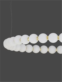 Lustra LED suspendata, dimabila, deosebita design lux PERLA opal, auriu 80cm