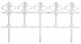 Gard de gradina decorativ, din plastic, alb, set 6 buc, 3.72 m x 34 cm