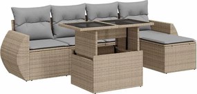 vidaXL Set canapele de grădină cu perne, 6 piese, bej, poliratan