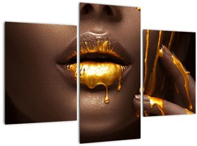Tablou - Femeie cu buze aurii (90x60 cm)