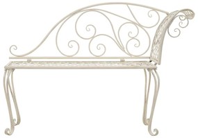 45431 vidaXL Bancă șezlong de grădină, alb vintage, 128 cm, metal