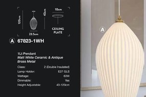 Lustra suspendata design vintage cu abajur ceramic Belle