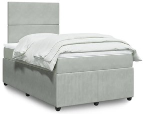 vidaXL Pat continental cu saltea, gri deschis, 120x200 cm, catifea