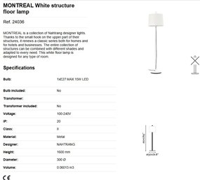 Lampadar / Lampa de podea moderna design elegant MONTREAL alba