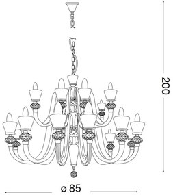 Lustră pe cablu Ideal Lux STRAUSS 18xE14/40W/230V