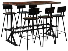 245400 vidaXL Set mobilier de bar, 7 piese, multicolor, lemn masiv reciclat