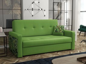 Canapea extensibilă Clovea Mel III (Verde + motiv jungle) (cu sp. depozitare). Promo -17%. 1105504