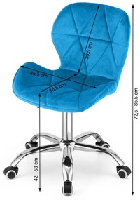 Set pentru birou – birou pliabil ZARIMO 80×40 cm alb + scaun de birou AVOLA VELVET albastru