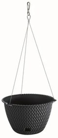 Ghiveci decorativ cu lant, rotund, antracit, 23x14.5 cm, Splofy WS