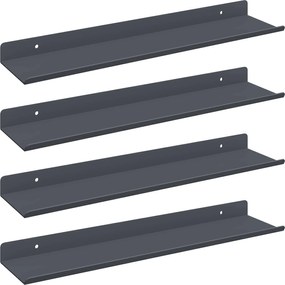 vidaXL Raft suspendat Pe perete 4 pcs Antracit 40 x 9 x 2,5 cm Oțel