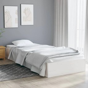 vidaXL Cadru de pat single, alb, 90x190 cm, lemn masiv