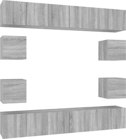 vidaXL Set dulapuri TV, 10 piese, gri sonoma, lemn compozit