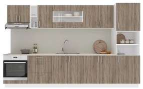 Set Bucatarie Karo V31, Stejar Sonoma Inchis/Alb, Blat Thermo 28 mm, L 340 cm