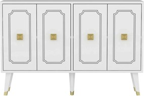 Comoda ROLAND, alb/auriu, PAL melaminat, 120x30x80 cm