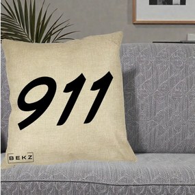 Perna Personalizata 911 Bold, 40x40 cm, Crem, Husa Detasabila, Perna Inclusa, BEKZ®