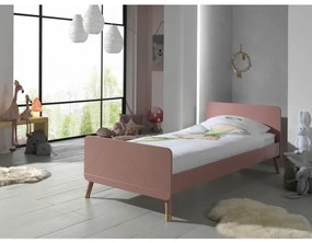 Pat Single pentru Copii, 90x200 cm, Roz (Pin Masiv și MDF) – Billy – Vipack