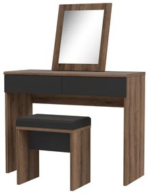 Masă de toaletă JUNO cu taburet, 45 x 29,6 cm, maro/negru