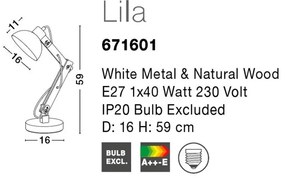 Lampa de birou cu brat articulat Lila alb NVL-671601