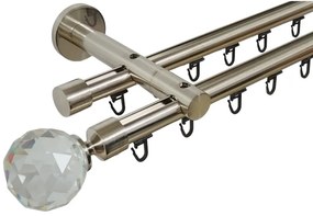 Galerie dubla PRINDERE PERETE suport universal TEAVA PROFIL -KULA CRYSTAL /19 -INOX (Alege marime: 320 cm)