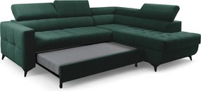 Colțar extensibil Nardo L dreapta - verde catifea Bluvel 78