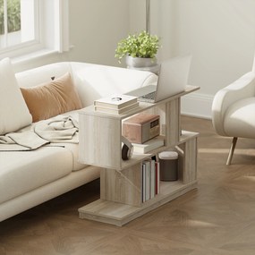 HOMCOM Măsuță de cafea modernă în formă de S cu 4 rafturi 90x30x61 cm Lemn | Aosom Romania