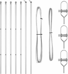 vidaXL Stâlp de gard. 7 pcs Argintiu Oțel