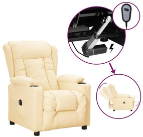 vidaXL Fotoliu rabatabil electric, crem, piele ecologică