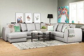 Colțar Scandinavian Choice F104Gri deschis, 348x275x90cm, Picioare: Lemn, Plastic