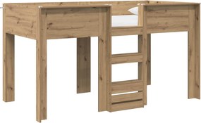 vidaXL Pat Etajat pentru Copii cu saltea Stejar Artizanal 100 x 200 cm