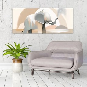 Tablou - Elefant în culori pastel (120x50 cm)