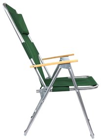 Scaun camping pliant cu cotiere si perna, structura metalica, verde