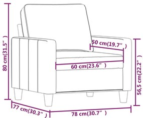 Canapea de o persoana, crem, 60 cm, material textil Crem, 78 x 77 x 80 cm