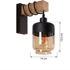 Brilagi - Aplica de perete WOOD GLASS 1xE27/60W/230V pin/negru/maro fumuriu