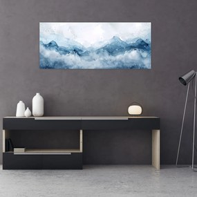 Tablou - Nori și valuri, acuarelă (120x50 cm)