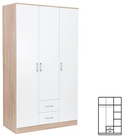 Dulap Miami 120x205 cm alb-stejar sonoma