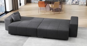 Canapea extensibilă dumonde cu ladă de depozitare si sezut confortabil din spuma high-density, Marbela Enjoy Grafit XXL 295x100 cm